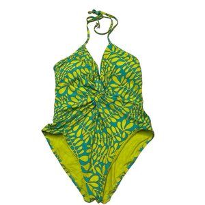Trina‎ Turk Swimsuit Womens 12 Colorful Tropical Trellis Plunge One Piece Resort
